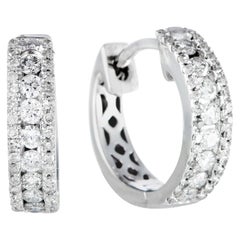 LB Exclusive .35 Carat VS1 G Color Diamond White Gold Small Hoop Huggie Earrings LB Exclusive .35 Carat VS1 G Color Diamond White Gold Small Hoop Huggie Earrings