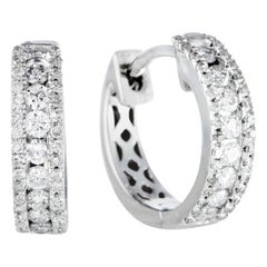 LB Exclusive .35 Carat VS1 G Color Diamond White Gold Small Hoop Huggie Earrings
