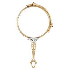 LB Exclusive Antique 14K Yellow Gold Diamond Lorgnette Folding Spectacles