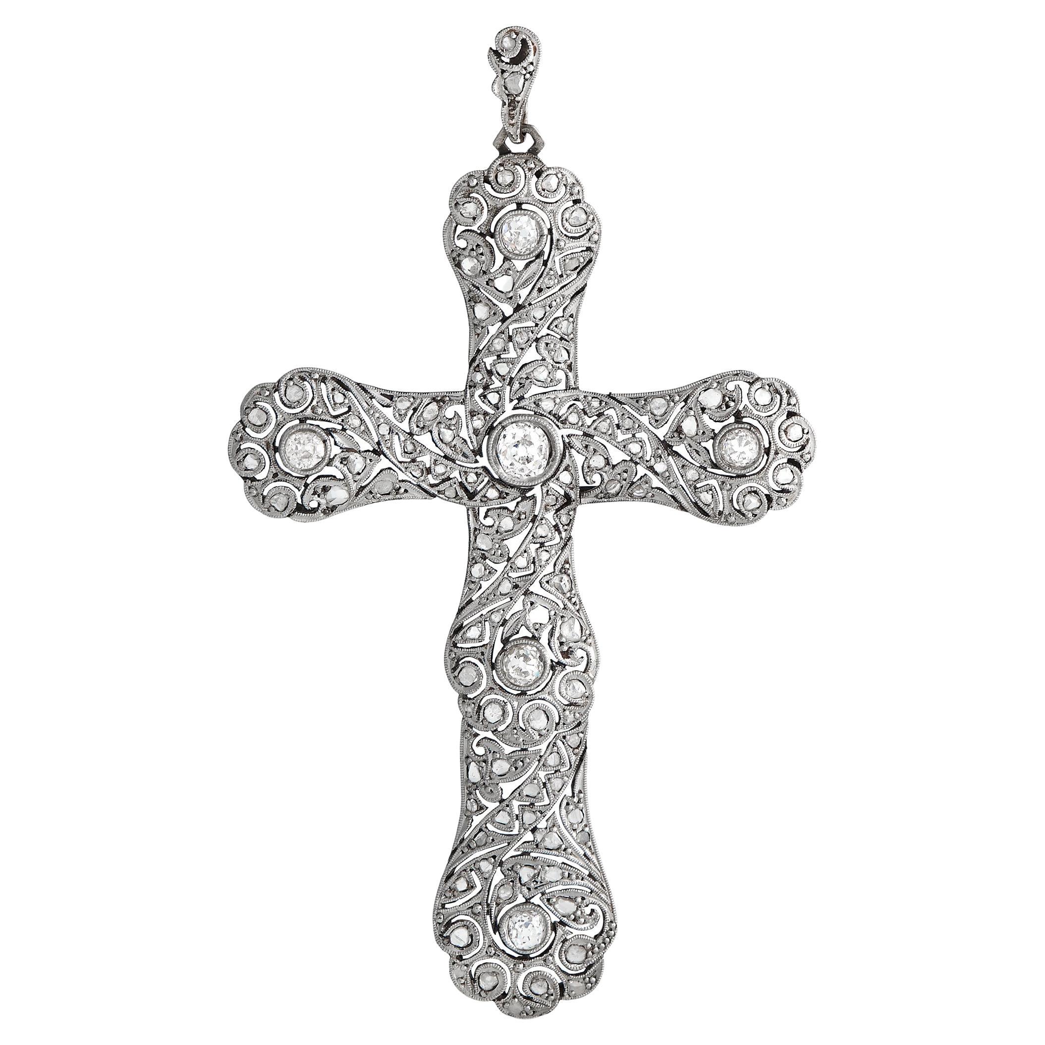 LB Exclusive Art Deco Platinum 2.25ct Diamond and Carved Stone St. Mary ...