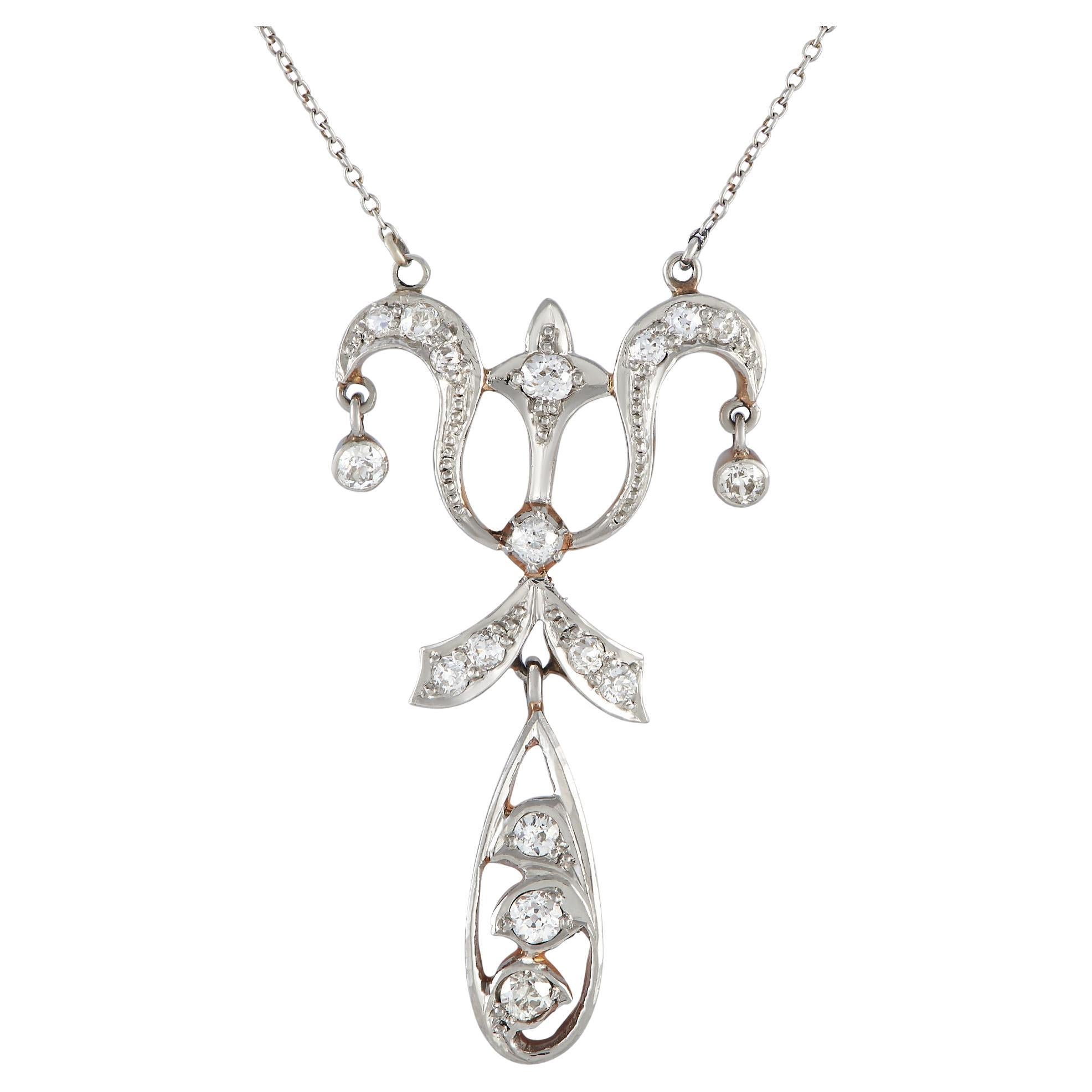 LB Exclusive Collier ancien en platine et or rose 18 carats avec diamants de 0,60 carat
