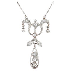 LB Exclusive Collier ancien en platine et or rose 18 carats avec diamants de 0,60 carat