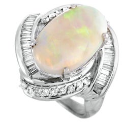 LB Exclusive Diamond and Opal Platinum Ring