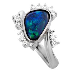 LB Exclusive Diamond and Opal Platinum Ring