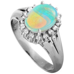 LB Exclusive Diamond and Opal Platinum Ring