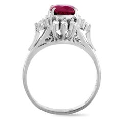 LB Exclusive Diamond and Ruby Oval Platinum Ring