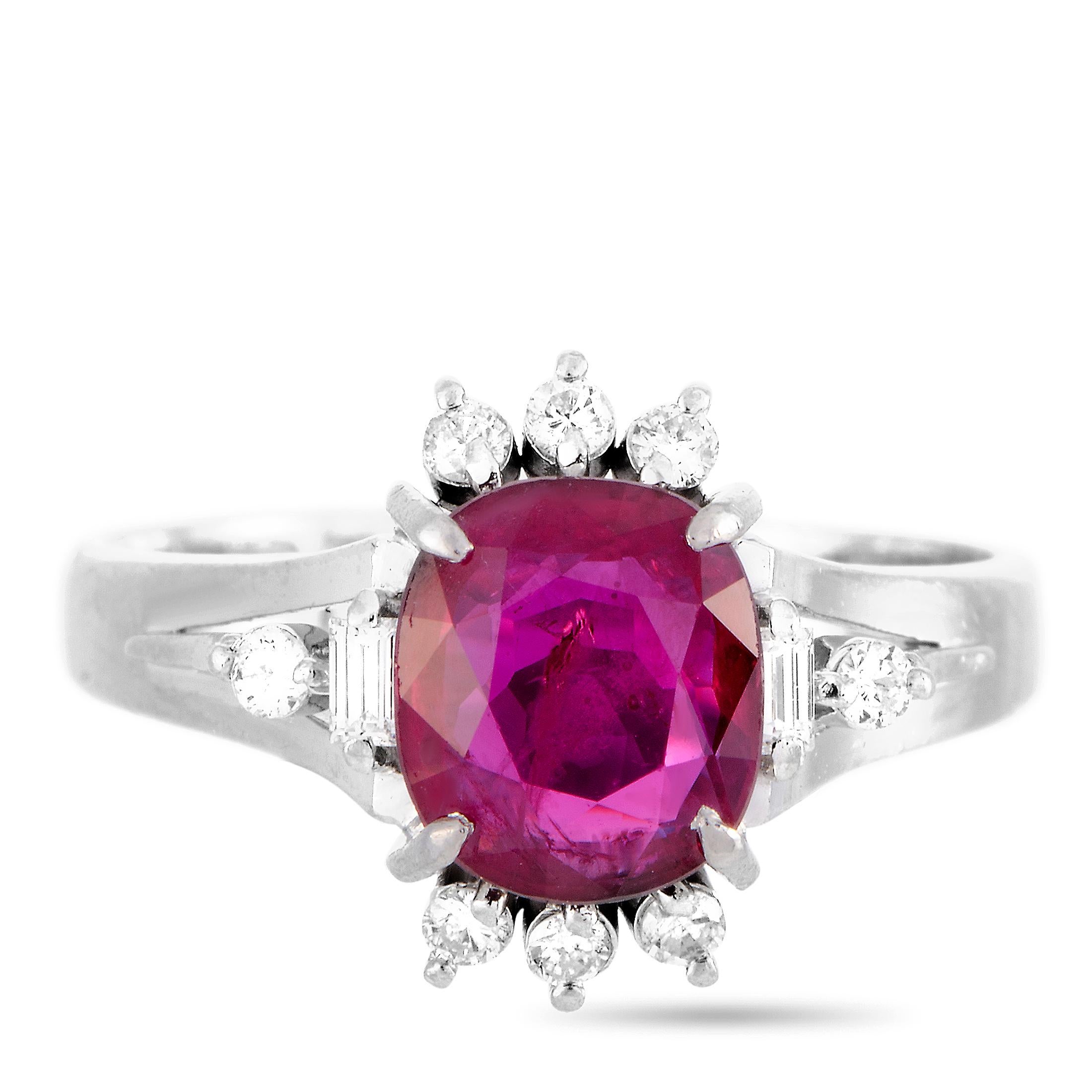 LB Exclusive Diamond and Ruby Oval Platinum Ring 1