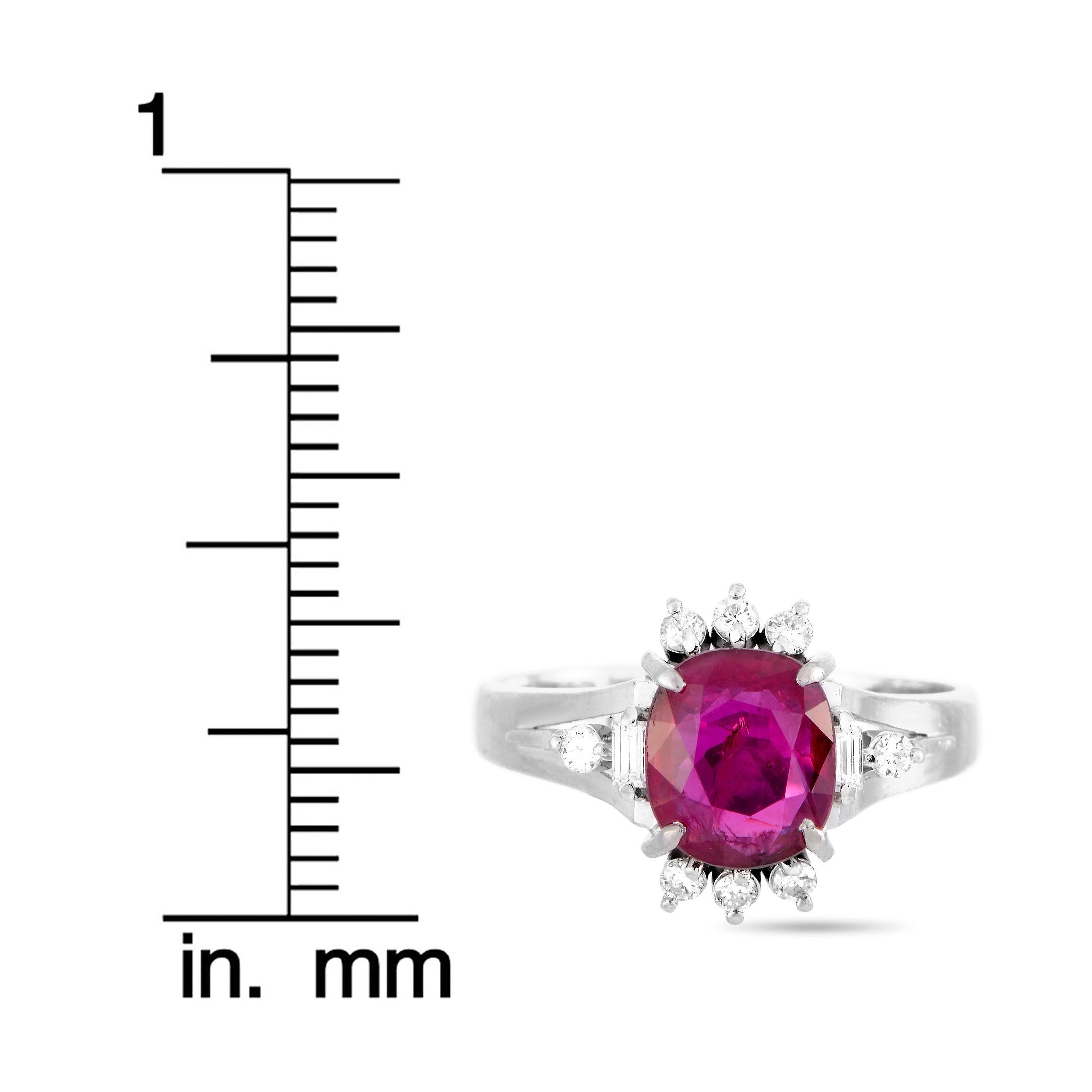 LB Exclusive Diamond and Ruby Oval Platinum Ring 2