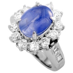 LB Exclusive Diamond and Sapphire Oval Platinum Ring
