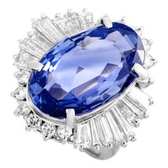 LB Exclusive Diamond and Sapphire Platinum Oval Ring
