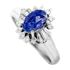 LB Exclusive Diamond and Sapphire Platinum Ring