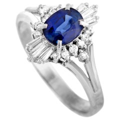 LB Exclusive Diamond and Sapphire Platinum Ring