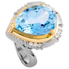 LB Exclusive Diamond and Topaz Platinum and Yellow Gold Ring