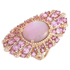 LB Exklusive französische Kollektion, 14 Karat Roségold 0,82 Karat Diamant und rosa Saphir