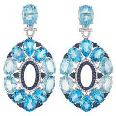 LB Exclusive French Collection 18K White Gold 0.35 Ct Diamond, 1.64 Ct Sapphire