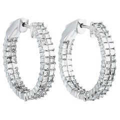 LB Exclusive Inside Out Diamond Pave White Gold Hoop Earrings