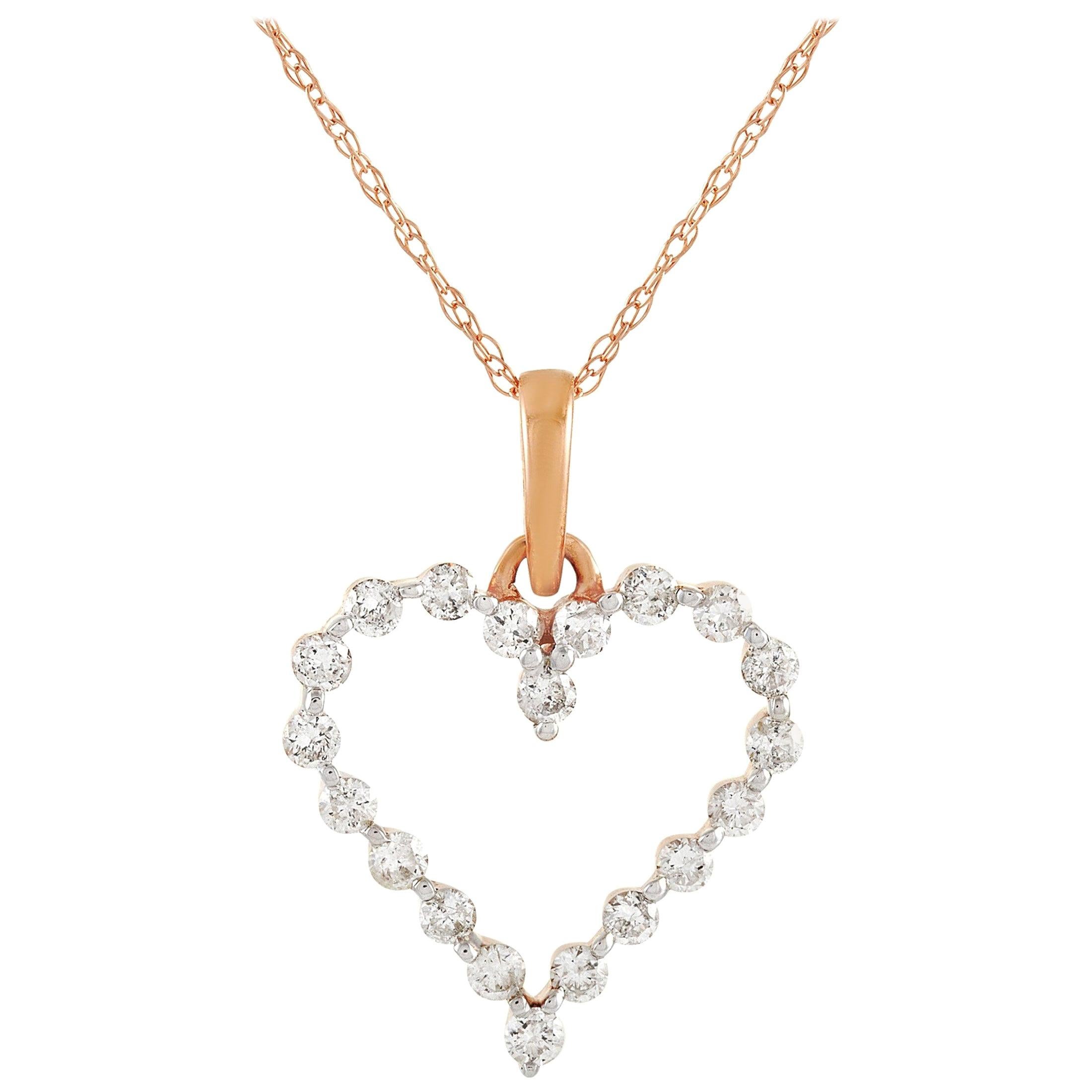 LB Exclusive LB Exclusive 14K Gold 0.33 Carat Diamond Heart Pendant Necklace