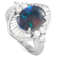 LB Exclusive LB Exclusive Platinum 1.04 Ct Diamond 2.31 Ct Black Opal Ring