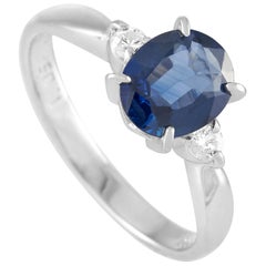 LB Exclusive Platinum 0.09 Carat Diamond and Sapphire Ring