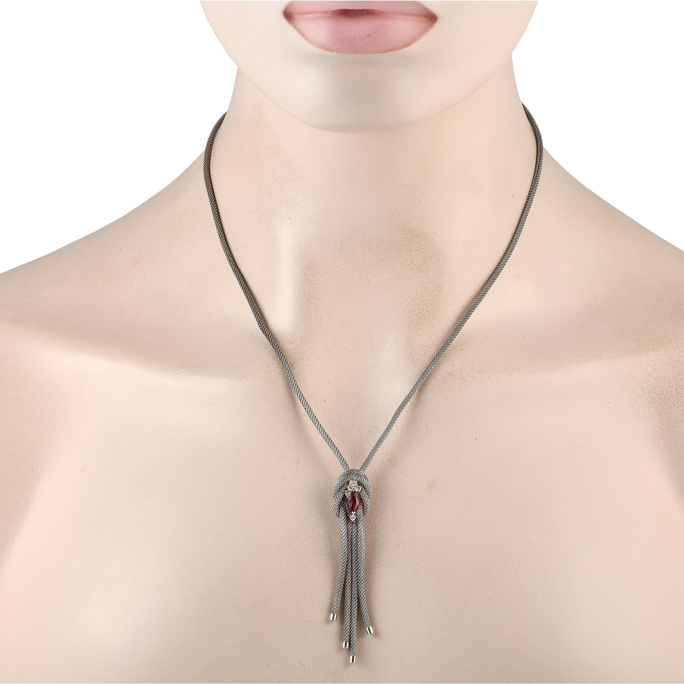 Effortlessly sport a chic style with this LB Exclusive lariat-style necklace. It features a 24-inch popcorn chain necklace secured by a spring ring clasp. Hanging at the center like a pendant is a 2.5-inch tassel drop with multiple popcorn chains, a