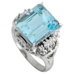 LB Exclusive Platinum 0.13ct Diamond and Aquamarine Ring