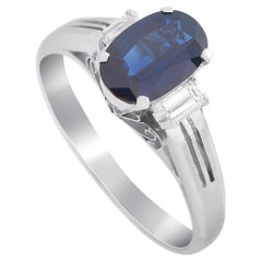 LB Exclusive Platinum 0.14 Ct Diamond and Sapphire Ring 