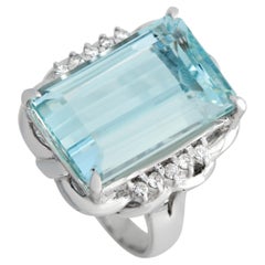 LB Exclusive Platinum 0.15ct Diamond and Aquamarine Ring