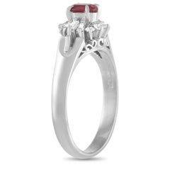 LB Exclusive Platinum 0.20 Ct Diamond and 0.33 Ct Ruby Ring
