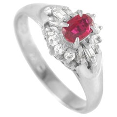 LB Exclusive Platinum 0.20 Ct Diamond and 0.33 Ct Ruby Ring