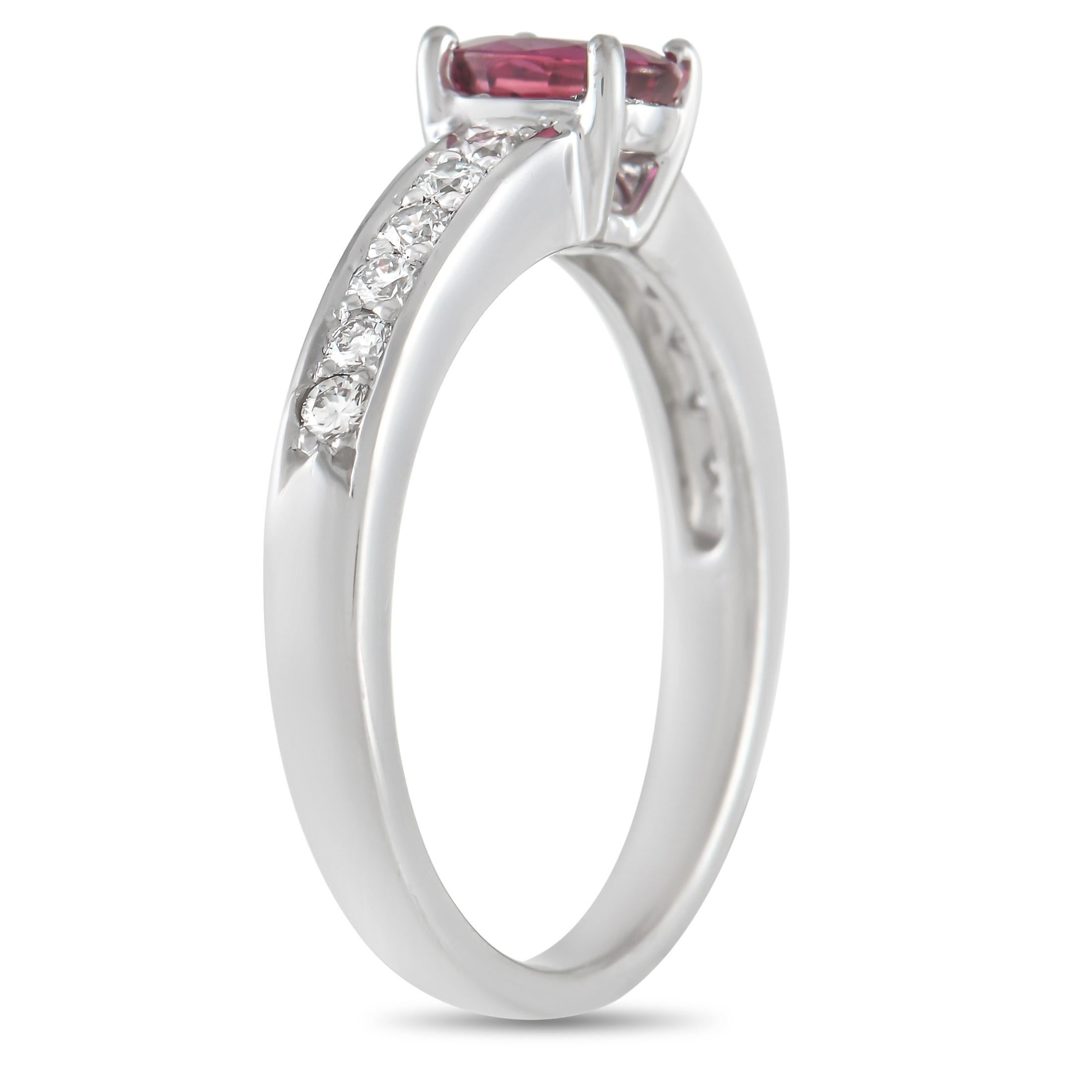 Round Cut LB Exclusive Platinum 0.20 Ct Diamond and Ruby Ring