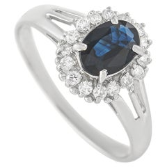 LB Exclusive Platinum 0.20 Ct Diamond and Sapphire Ring