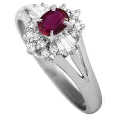 LB Exclusive Platinum 0.21 Carat Diamond and Ruby Ring