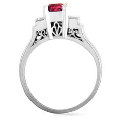 LB Exclusive Platinum 0.21 Carat Diamond and Ruby Ring