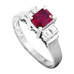 LB Exclusive Platinum 0.21 ct Diamond and Ruby Ring