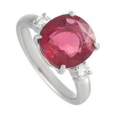 LB Exclusive Platinum 0.21ct Diamond and Rubellite Ring