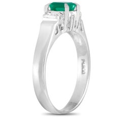 LB Exclusive Platinum 0.22 Carat Diamond and 0.52 Carat Emerald Ring