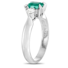 LB Exclusive Platinum 0.22 Carat Diamond and 0.57 Carat Emerald Ring