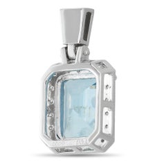 LB Exclusive Platinum 0.22ct Diamond and Aquamarine Pendant MF27-100423