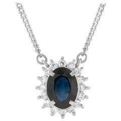 LB Exclusive Platinum 0.24 Carat Diamond and Sapphire Pendant Necklace LB Exclusive Platinum 0.24 Carat Diamond and Sapphire Pendant Necklace