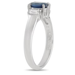 LB Exclusive Platinum 0.24 Carat Diamond and 1.04 Carat Sapphire Ring