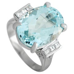 LB Exclusive Platinum 0.24 ct Diamond and Aquamarine Ring