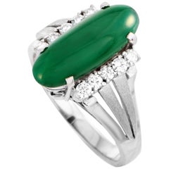 LB Exclusive Platinum 0.25 Carat Diamond and Jade Ring