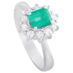 LB Exclusive Platinum 0.26 Carat Diamond and Emerald Ring