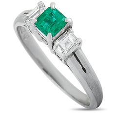 LB Exclusive Platinum 0.26 carat Diamond and Emerald Ring