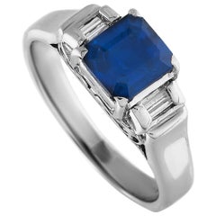LB Exclusive Platinum 0.26 Carat Diamond and Sapphire Ring