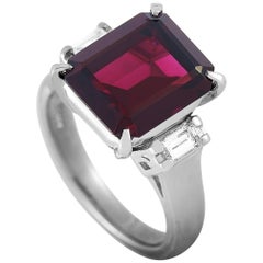 LB Exclusive Platinum 0.26 Carat Diamond and Garnet Ring