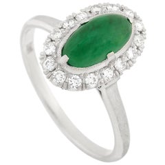 LB Exclusive Platinum 0.27 Carat Diamond and 1.25 Carat Jade Ring