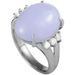 LB Exclusive Platinum 0.27 Carat Diamond and Lavender Jade Ring