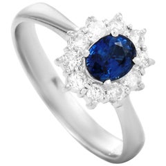 LB Exclusive Platinum 0.27 Carat Diamond and Sapphire Ring