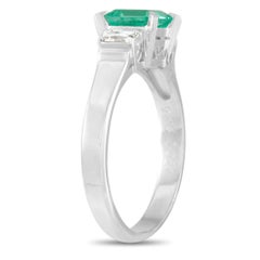 LB Exclusive Platinum 0.27 Carat Diamond and 0.75 Carat Emerald Ring